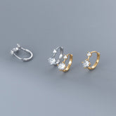Amazing Day Sterling Silver Double Stone Huggie Earrings